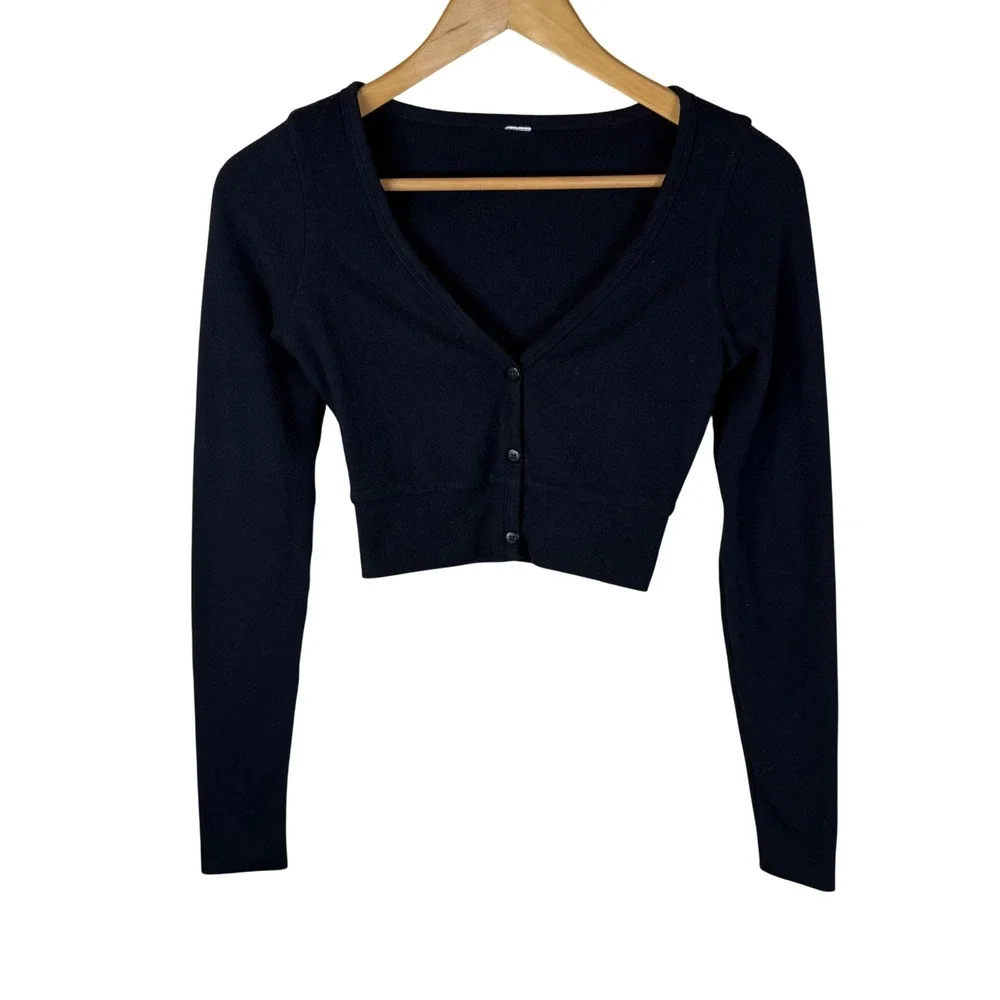 Alo Yoga Alolux Cropped Me Time Cardigan Black Size XS/S‎ Athleisure Activewear